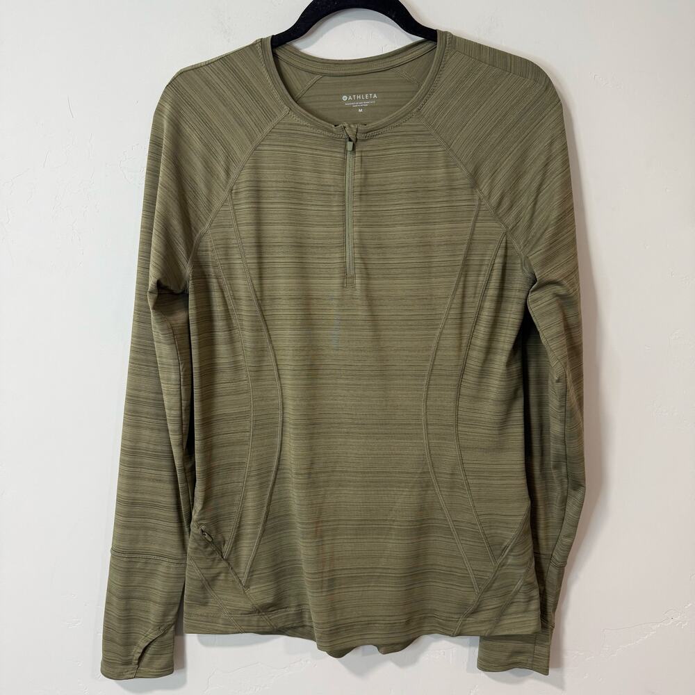 ATHLETA Women's Pacifica Illume‎ UPF Fitted Top Green Medium Sun Swim Surf